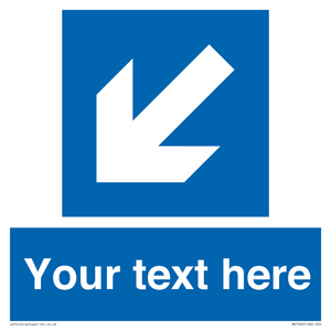 Custom Mandatory directional sign, blue arrow down and left